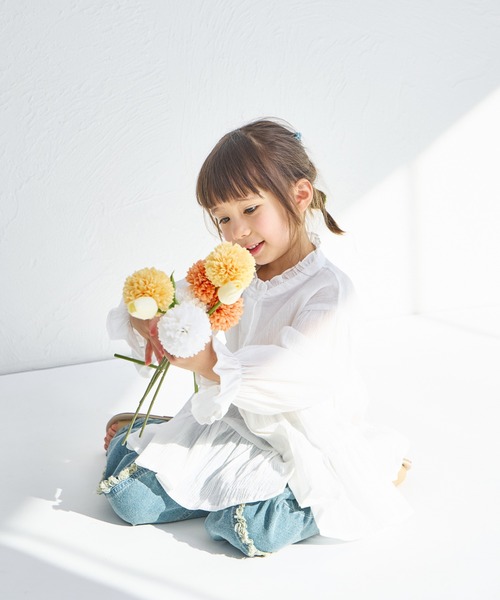 pairmanon（ペアマノン）の「【綿100%】【リンクコーデ】ティアードチュニックブラウス（チュニック・キッズ・ブルー/ホワイト/ブラック・90/100/110/120/130/140/150）」の4枚目の写真