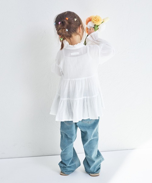 pairmanon（ペアマノン）の「【綿100%】【リンクコーデ】ティアードチュニックブラウス（チュニック・キッズ・ブルー/ホワイト/ブラック・90/100/110/120/130/140/150）」の7枚目の写真