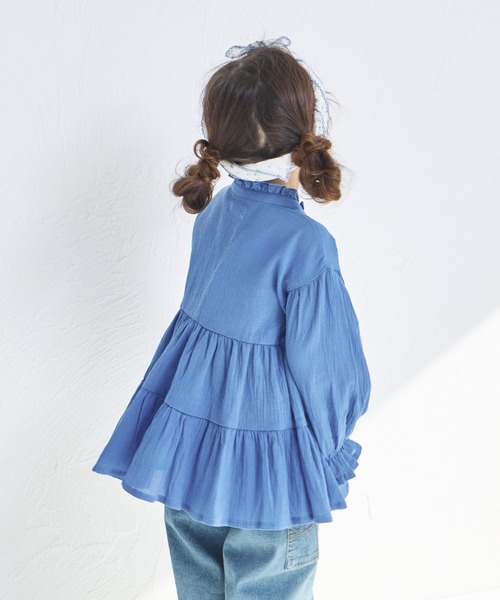 pairmanon（ペアマノン）の「【綿100%】【リンクコーデ】ティアードチュニックブラウス（チュニック・キッズ・ブルー/ホワイト/ブラック・90/100/110/120/130/140/150）」の12枚目の写真