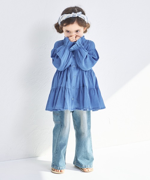 pairmanon（ペアマノン）の「【綿100%】【リンクコーデ】ティアードチュニックブラウス（チュニック・キッズ・ブルー/ホワイト/ブラック・90/100/110/120/130/140/150）」の13枚目の写真