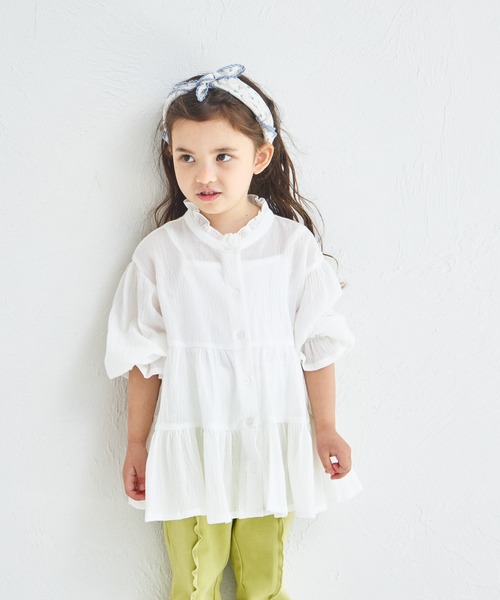 pairmanon（ペアマノン）の「【綿100%】【リンクコーデ】ティアードチュニックブラウス（チュニック・キッズ・ブルー/ホワイト/ブラック・90/100/110/120/130/140/150）」の19枚目の写真