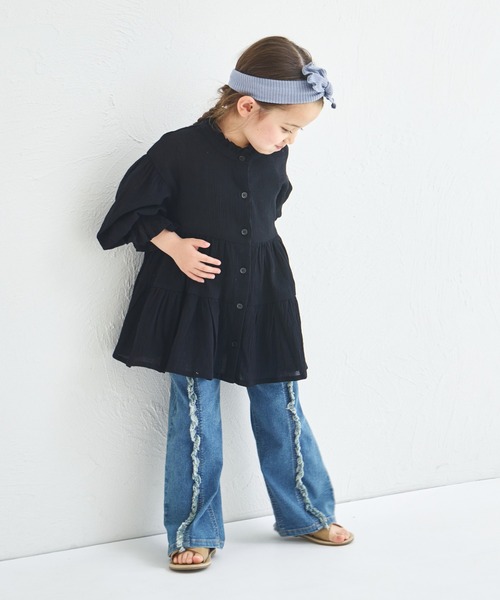 pairmanon（ペアマノン）の「【綿100%】【リンクコーデ】ティアードチュニックブラウス（チュニック・キッズ・ブルー/ホワイト/ブラック・90/100/110/120/130/140/150）」の20枚目の写真