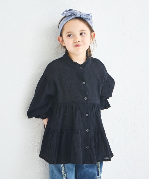pairmanon（ペアマノン）の「【綿100%】【リンクコーデ】ティアードチュニックブラウス（チュニック・キッズ・ブルー/ホワイト/ブラック・90/100/110/120/130/140/150）」の21枚目の写真