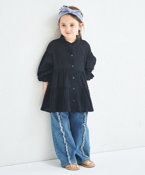 pairmanon（ペアマノン）の「【綿100%】【リンクコーデ】ティアードチュニックブラウス（チュニック・キッズ・ブルー/ホワイト/ブラック・90/100/110/120/130/140/150）」の22枚目の写真