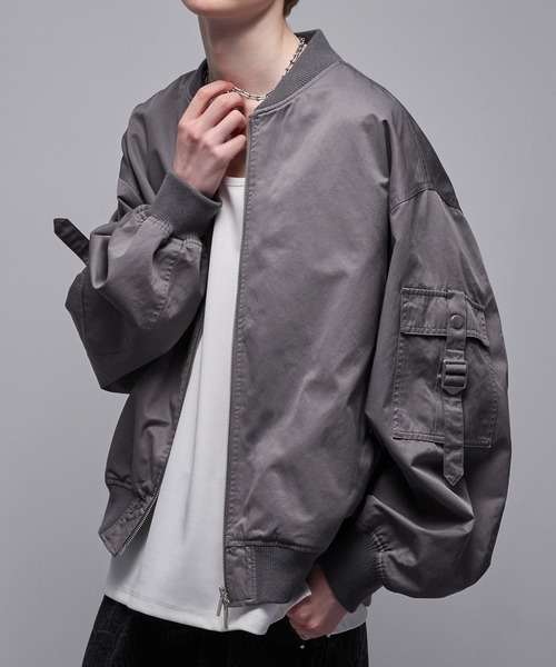Loose/ルース（ルース）の「コットンドレープ ヴィンテージライクコードデザインMA1（ブルゾン・メンズ・グレー/ブラック・M/S/XS/L）」の3枚目の写真