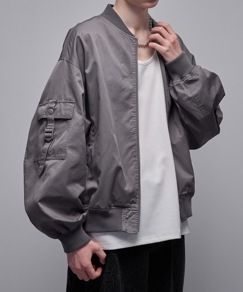 Loose/ルース（ルース）の「コットンドレープ ヴィンテージライクコードデザインMA1（ブルゾン・メンズ・グレー/ブラック・M/S/XS/L）」の4枚目の写真