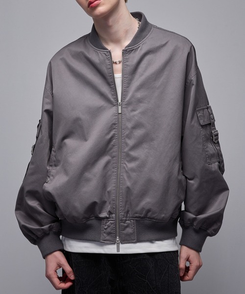 Loose/ルース（ルース）の「コットンドレープ ヴィンテージライクコードデザインMA1（ブルゾン・メンズ・グレー/ブラック・M/S/XS/L）」の5枚目の写真