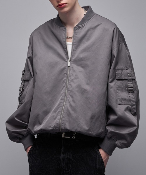 Loose/ルース（ルース）の「コットンドレープ ヴィンテージライクコードデザインMA1（ブルゾン・メンズ・グレー/ブラック・M/S/XS/L）」の6枚目の写真