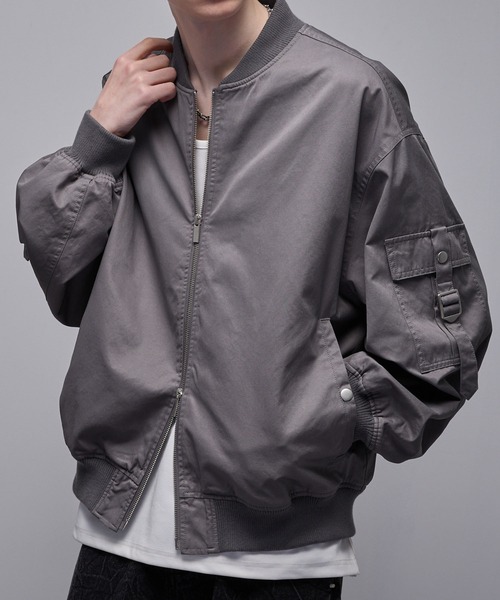 Loose/ルース（ルース）の「コットンドレープ ヴィンテージライクコードデザインMA1（ブルゾン・メンズ・グレー/ブラック・M/S/XS/L）」の7枚目の写真