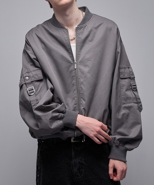 Loose/ルース（ルース）の「コットンドレープ ヴィンテージライクコードデザインMA1（ブルゾン・メンズ・グレー/ブラック・M/S/XS/L）」の8枚目の写真
