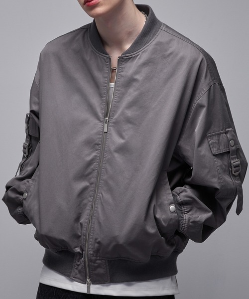 Loose/ルース（ルース）の「コットンドレープ ヴィンテージライクコードデザインMA1（ブルゾン・メンズ・グレー/ブラック・M/S/XS/L）」の9枚目の写真