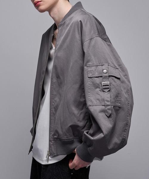 Loose/ルース（ルース）の「コットンドレープ ヴィンテージライクコードデザインMA1（ブルゾン・メンズ・グレー/ブラック・M/S/XS/L）」の10枚目の写真