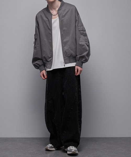 Loose/ルース（ルース）の「コットンドレープ ヴィンテージライクコードデザインMA1（ブルゾン・メンズ・グレー/ブラック・M/S/XS/L）」の13枚目の写真
