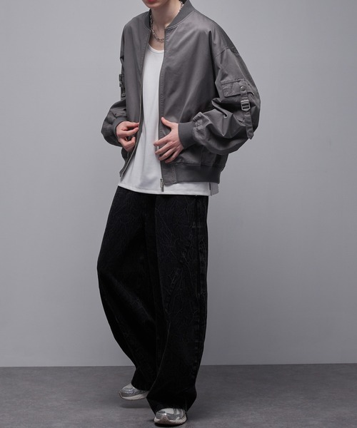 Loose/ルース（ルース）の「コットンドレープ ヴィンテージライクコードデザインMA1（ブルゾン・メンズ・グレー/ブラック・M/S/XS/L）」の14枚目の写真