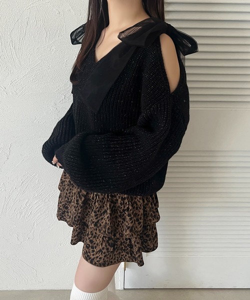 apres jour(アプレジュール)の「肩開きリボンニット【ZOZOTOWN限定アイテム】(ニット/セーター・レディース・オフホワイト/ブラック/ライトブルー/ベビーピンク・フリー/X-LARGE)」の22枚目の写真