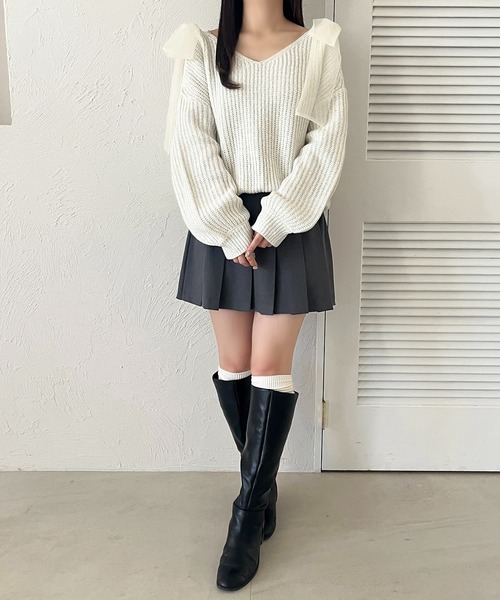 apres jour(アプレジュール)の「肩開きリボンニット【ZOZOTOWN限定アイテム】(ニット/セーター・レディース・オフホワイト/ブラック/ライトブルー/ベビーピンク・フリー/X-LARGE)」の19枚目の写真