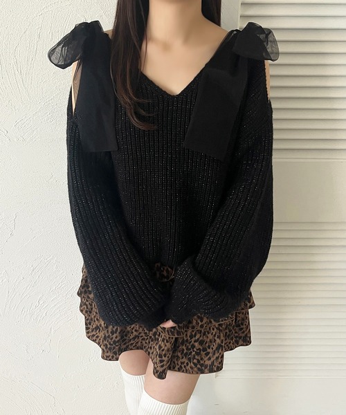 apres jour(アプレジュール)の「肩開きリボンニット【ZOZOTOWN限定アイテム】(ニット/セーター・レディース・オフホワイト/ブラック/ライトブルー/ベビーピンク・フリー/X-LARGE)」の21枚目の写真
