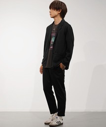 セットアップ（ブラック/黒色系・ストライプ柄）ファッション