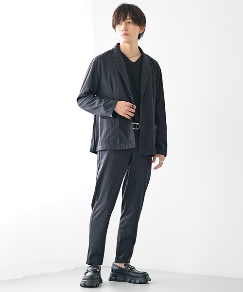 MinoriTY（マイノリティ）の「【MinoriTY】T/PUテーラードジャケットセットアップ テーパードパンツ アンクルパンツ メンズ（セットアップ・メンズ・ブラック/グレー/ラベンダー/ストライプ/チェック/その他1/グリーン系その他/その他2/ブラック系その他/パープル系その他・S/M/L）」の17枚目の写真