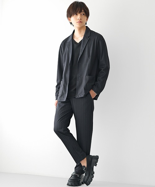 MinoriTY（マイノリティ）の「【MinoriTY】T/PUテーラードジャケットセットアップ テーパードパンツ アンクルパンツ メンズ（セットアップ・メンズ・ブラック/グレー/ラベンダー/ストライプ/チェック/その他1/グリーン系その他/その他2/ブラック系その他/パープル系その他・S/M/L）」の15枚目の写真