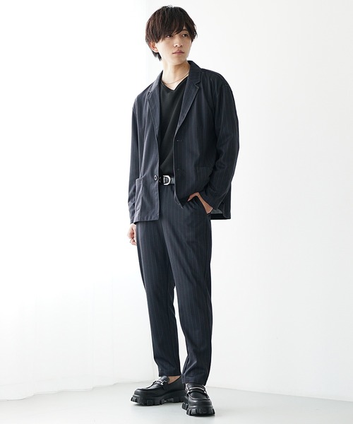 MinoriTY（マイノリティ）の「【MinoriTY】T/PUテーラードジャケットセットアップ テーパードパンツ アンクルパンツ メンズ（セットアップ・メンズ・ブラック/グレー/ラベンダー/ストライプ/チェック/その他1/グリーン系その他/その他2/ブラック系その他/パープル系その他・S/M/L）」の16枚目の写真