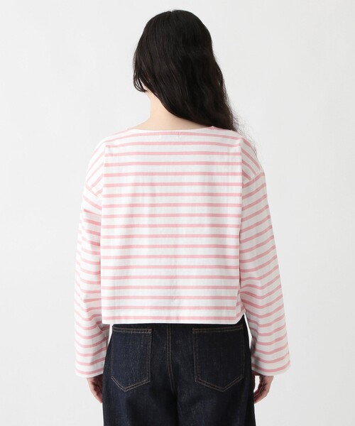 Afternoon Tea（アフタヌーンティー）の「MON JOURNALボーダークロップドプルオーバー（Tシャツ/カットソー・レディース・ネイビー/ピンク/ライトグリーン/ライトピンク/ライトブルー・MEDIUM）」の6枚目の写真