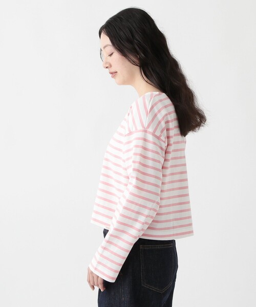 Afternoon Tea（アフタヌーンティー）の「MON JOURNALボーダークロップドプルオーバー（Tシャツ/カットソー・レディース・ネイビー/ピンク/ライトグリーン/ライトピンク/ライトブルー・MEDIUM）」の7枚目の写真