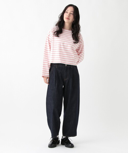 Afternoon Tea（アフタヌーンティー）の「MON JOURNALボーダークロップドプルオーバー（Tシャツ/カットソー・レディース・ネイビー/ピンク/ライトグリーン/ライトピンク/ライトブルー・MEDIUM）」の8枚目の写真