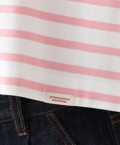 Afternoon Tea（アフタヌーンティー）の「MON JOURNALボーダークロップドプルオーバー（Tシャツ/カットソー・レディース・ネイビー/ピンク/ライトグリーン/ライトピンク/ライトブルー・MEDIUM）」の9枚目の写真