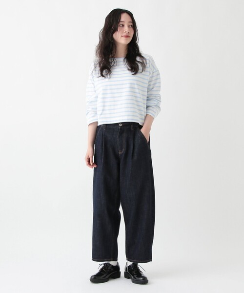 Afternoon Tea（アフタヌーンティー）の「MON JOURNALボーダークロップドプルオーバー（Tシャツ/カットソー・レディース・ネイビー/ピンク/ライトグリーン/ライトピンク/ライトブルー・MEDIUM）」の11枚目の写真