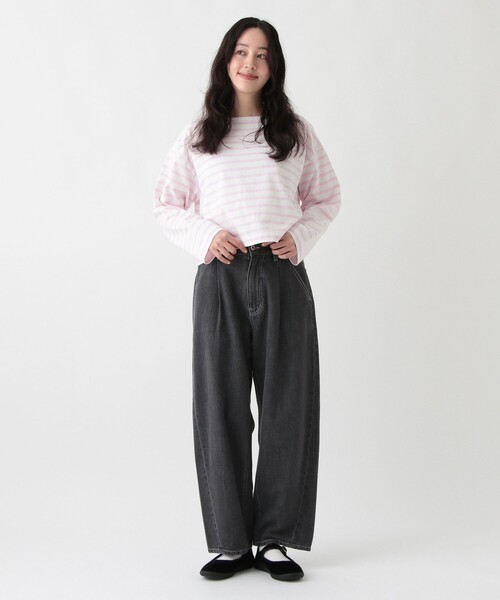 Afternoon Tea（アフタヌーンティー）の「MON JOURNALボーダークロップドプルオーバー（Tシャツ/カットソー・レディース・ネイビー/ピンク/ライトグリーン/ライトピンク/ライトブルー・MEDIUM）」の17枚目の写真