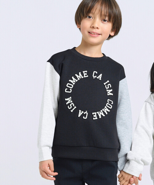 COMME CA ISM（コムサイズム）の「プリント×エンボス ロゴ長袖トレーナー（スウェット・キッズ・キナリ/グレー/ブラック・140cm/130cm/120cm/110cm/100cm/150cm）」の2枚目の写真