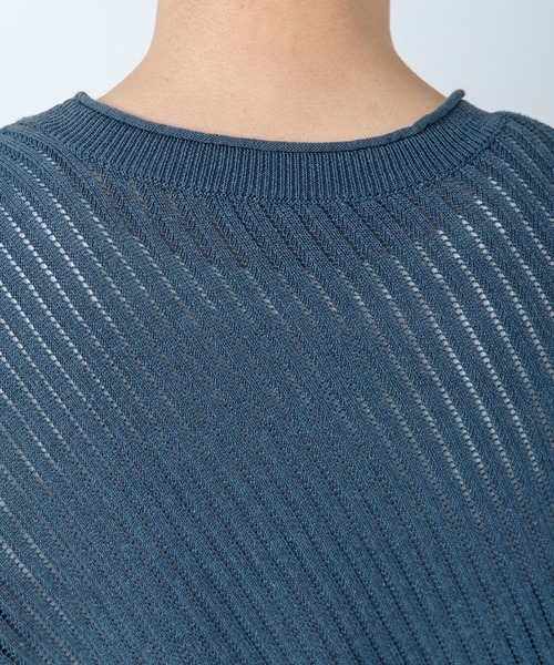 PAR ICI（パーリッシィ）の「透かし編み 半袖プルオーバー（ニット/セーター・レディース・ネイビー/ダークブラウン・FREE）」の20枚目の写真