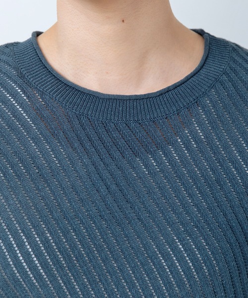 PAR ICI（パーリッシィ）の「透かし編み 半袖プルオーバー（ニット/セーター・レディース・ネイビー/ダークブラウン・FREE）」の19枚目の写真