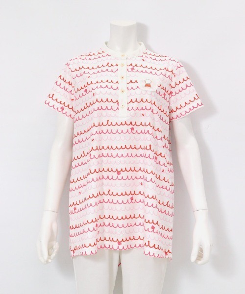 Picone CLUB(ピッコーネクラブ)の「メッシュ波柄UVプルオーバー(Tシャツ/カットソー・レディース・ネイビー/ホワイト×グリーン/ホワイト×レッド/ホワイト×ブルー・L/M/S)」の2枚目の写真