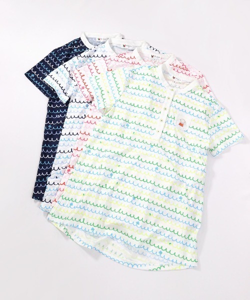 Picone CLUB(ピッコーネクラブ)の「メッシュ波柄UVプルオーバー(Tシャツ/カットソー・レディース・ネイビー/ホワイト×グリーン/ホワイト×レッド/ホワイト×ブルー・L/M/S)」の19枚目の写真