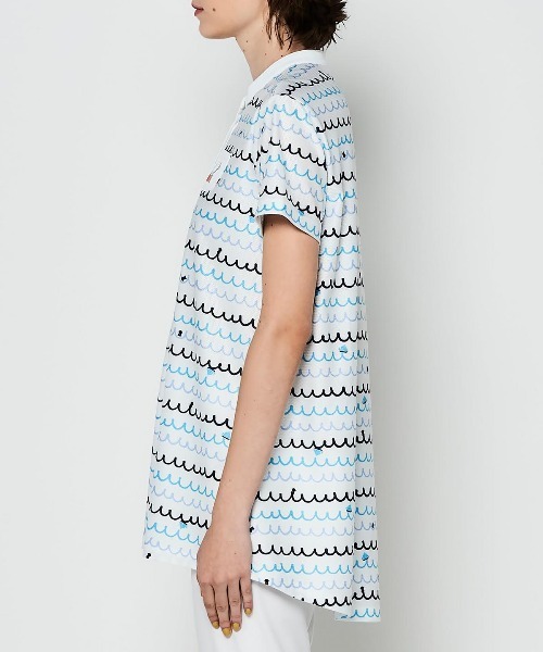 Picone CLUB(ピッコーネクラブ)の「メッシュ波柄UVプルオーバー(Tシャツ/カットソー・レディース・ネイビー/ホワイト×グリーン/ホワイト×レッド/ホワイト×ブルー・L/M/S)」の15枚目の写真