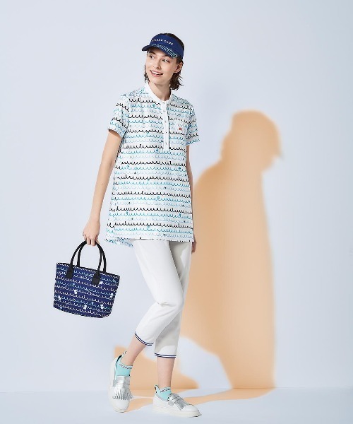 Picone CLUB(ピッコーネクラブ)の「メッシュ波柄UVプルオーバー(Tシャツ/カットソー・レディース・ネイビー/ホワイト×グリーン/ホワイト×レッド/ホワイト×ブルー・L/M/S)」の18枚目の写真