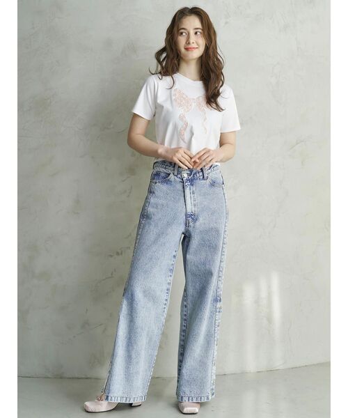 セール】DENIM LINE SLIT PANTS/デニムラインスリットデニム