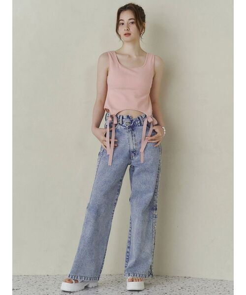 セール】DENIM LINE SLIT PANTS/デニムラインスリットデニム