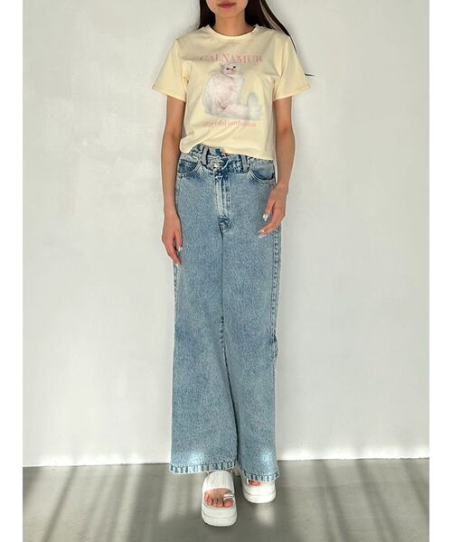 CALNAMUR（カルナムール）の「DENIM LINE SLIT PANTS/デニムラインスリットデニムパンツ（デニムパンツ・レディース・ブラック/ライトブルー・SMALL/MEDIUM）」の8枚目の写真
