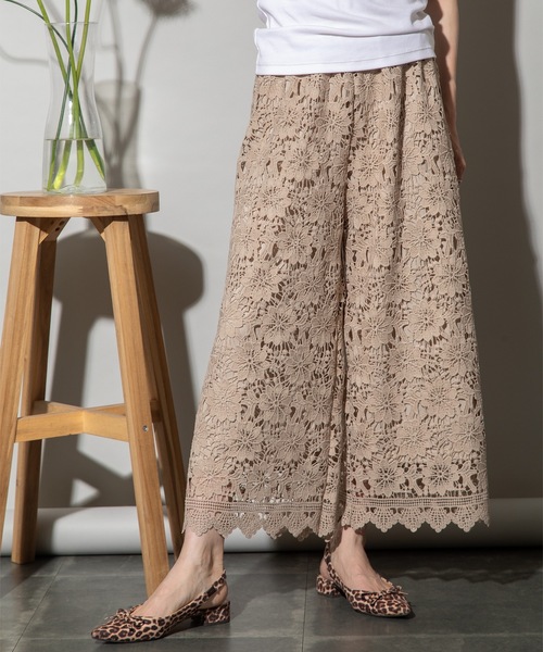 スカラップレース クロップパンツ（その他パンツ）｜lodie