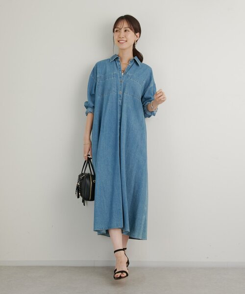 un dix cors（アンディコール）の「《着るだけで大人カジュアル》デニムシャツワンピース（シャツワンピース・レディース・ブラック/ブルー・FREE/S）」の5枚目の写真