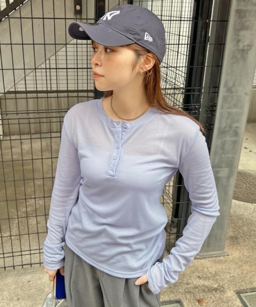 新色追加】シアーヘンリーネックロンT（Tシャツ/カットソー