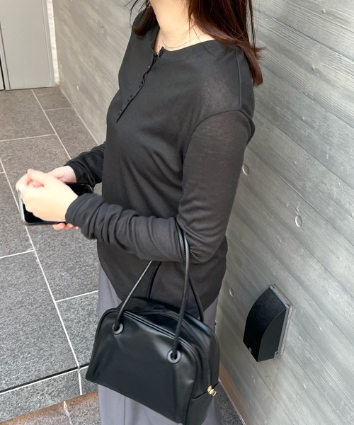 ABYS（アビス）の「【新色追加】シアーヘンリーネックロンT（Tシャツ/カットソー・レディース・ホワイト/チャコールグレー/ライトブルー/グレー・MEDIUM/LARGE）」の11枚目の写真