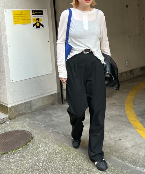 ABYS（アビス）の「【新色追加】シアーヘンリーネックロンT（Tシャツ/カットソー・レディース・ホワイト/チャコールグレー/ライトブルー/グレー・MEDIUM/LARGE）」の14枚目の写真