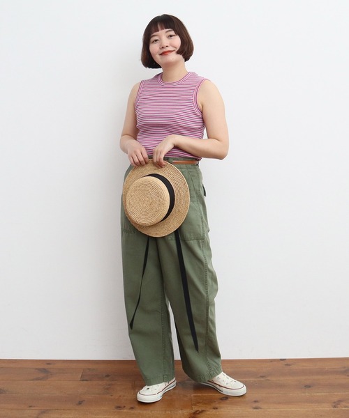 CHILD WOMAN（チャイルドウーマン）の「☆マルチボーダーリブ クルーネックタンクトップ（タンクトップ・レディース・イエロー/ピンク/ブルー・FREE）」の7枚目の写真