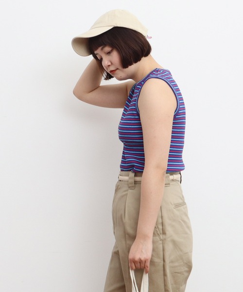 CHILD WOMAN（チャイルドウーマン）の「☆マルチボーダーリブ クルーネックタンクトップ（タンクトップ・レディース・イエロー/ピンク/ブルー・FREE）」の11枚目の写真