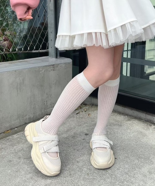 セール】【LLサイズあり】レースベルクロ厚底スニーカー/fint