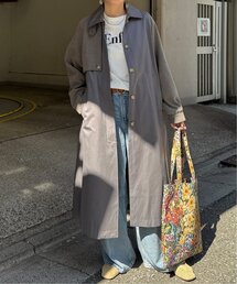 LBC | デニム切り替えステンカラーコート(ステンカラーコート)